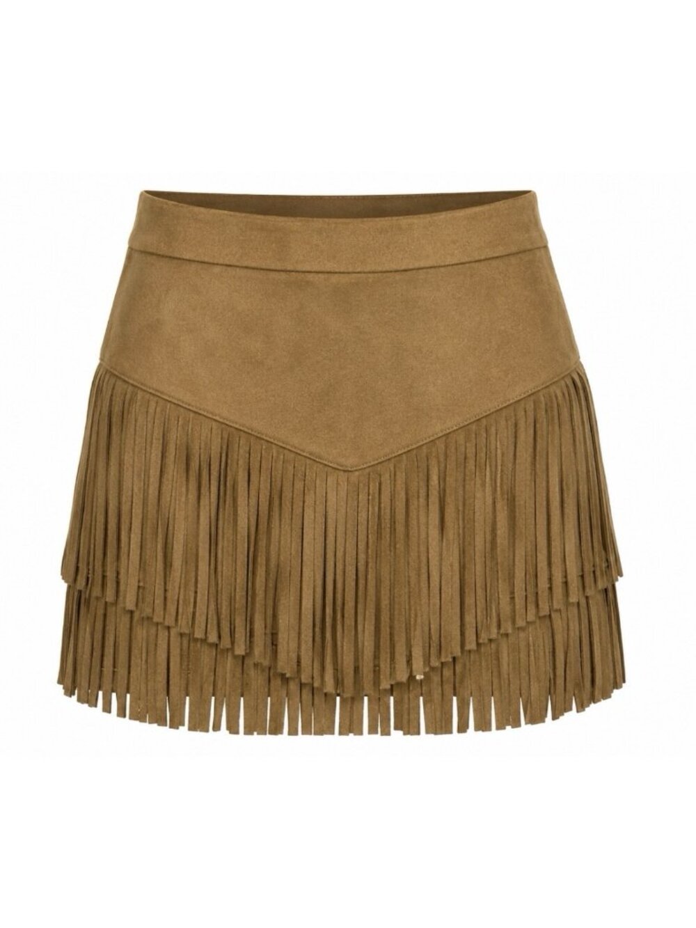 Altered State Fringe Vegan Suede Mini Skirt Brown Size Small Western Tassel Boho - Picture 2 of 9